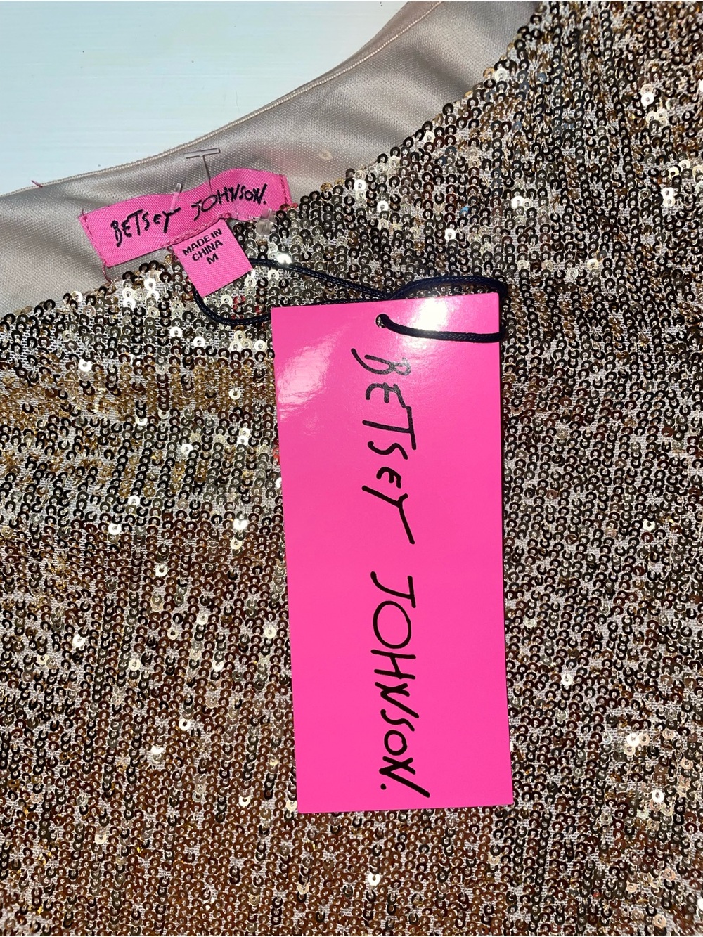 BETSEY JOHNSON Luisa Gold Shimmer Sequin One Shoulder Bodycon Party Dress Medium - Picture 9 of 10